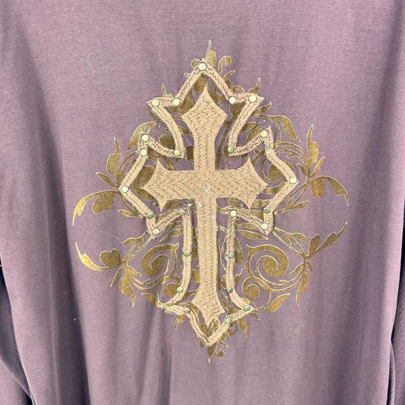 Johnny Max Mens Shirt Size Large Long Sleeve Christian Cross Faith Embroidered - Picture 6 of 12
